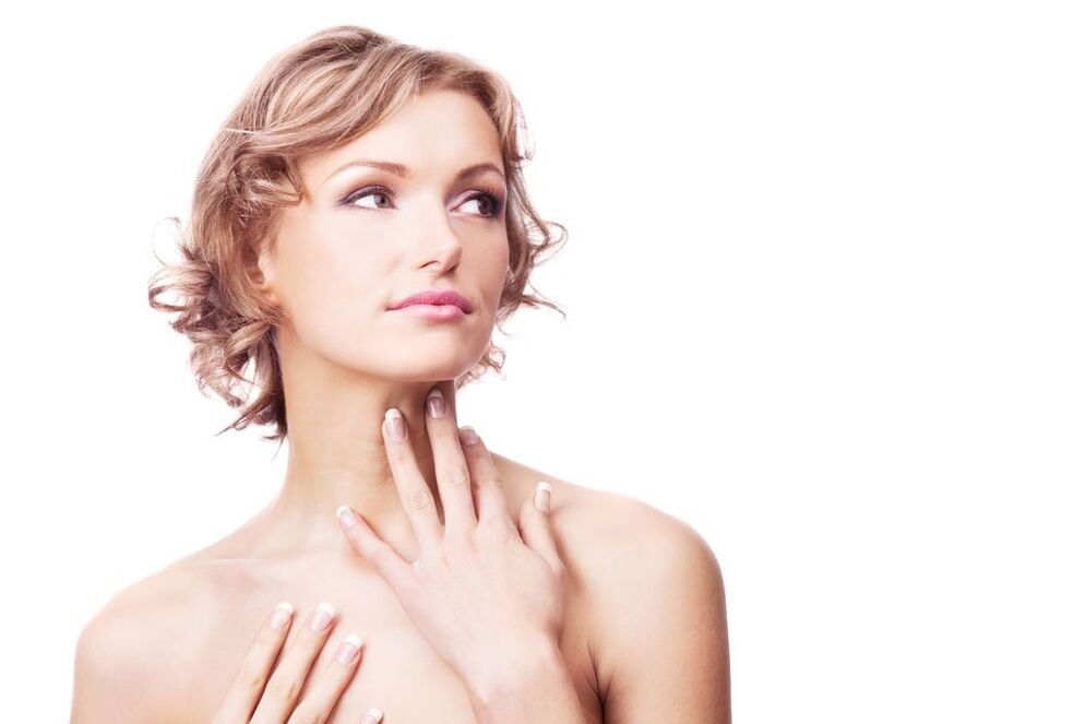 Girl with smooth neck skin and décolleté after rejuvenation procedure